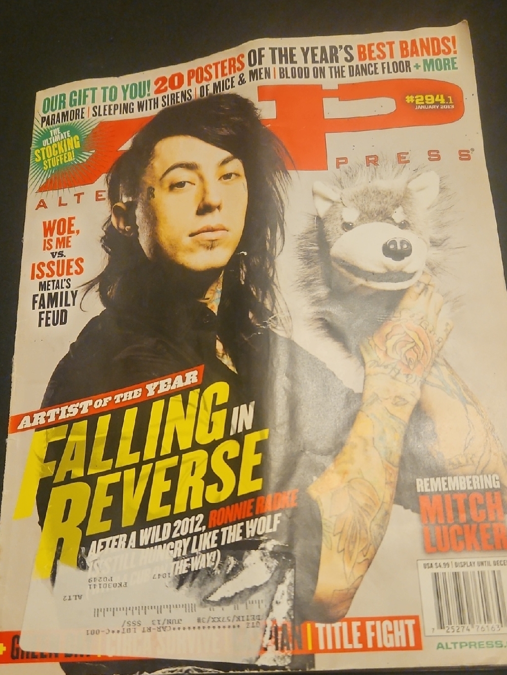 AP Ronnie Radke Cover Magazine and Multiple Band Posters #294 January 2013 - Picture 1 of 6